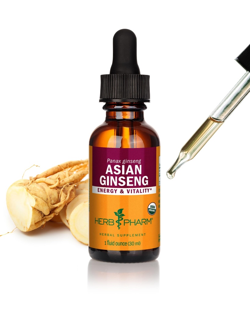 Herb Pharm Asian (Panax) Ginseng tekoči ekstrakt za energijo in podporo Stamina - 1 Ounce