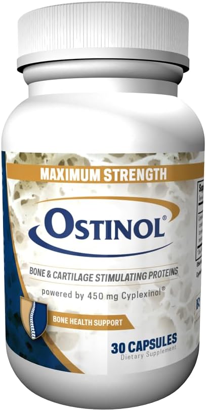 Ostinol Maxiumum Jakost 450mg. Bone & Skupni dodatek. Aktivacija stemnih celic potrjena. Bioaktivni beljakovinski kompleks za zmerno izgubo kosti in zmerno motnjo delovanja sklepov. 30 kapsul