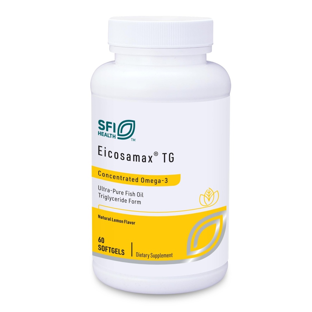 Klaire Labs SFI Zdravje Eicosamax TG ribje olje - Ultra Pure Omega-3 Ribje olje tablete z EPA/DHA - Trajno izvorno - Naravna limonina aroma za brez ribjih ograd ali pookusa (60 softgels)