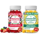 Lunakai Prenatal in vitamin D3 Gummies Bundle - Nosečnost Multivitaminski Gummy z železom in folno kislino - Imuniteta, kosti in razpoloženja dodatek za odrasle - 30 dni dobave