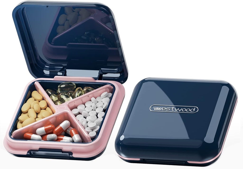 DUBSTAR tablete Box - vodoodporne prenosni vsak dan majhen primer za Purses Pocket Compact Travel Medicine Imetnik za vitamine, ribja olja,dodatki,Mediacija (Deep Blue)