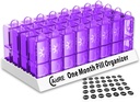 Mesečni tablete Organizator 31 dan AM PM – En mesec tablete Primer za zdravila, vitamini in dodatki – Enostaven odprt dnevno tablete Box Organizator, 2 krat na dan tablete Dispenser, Purple