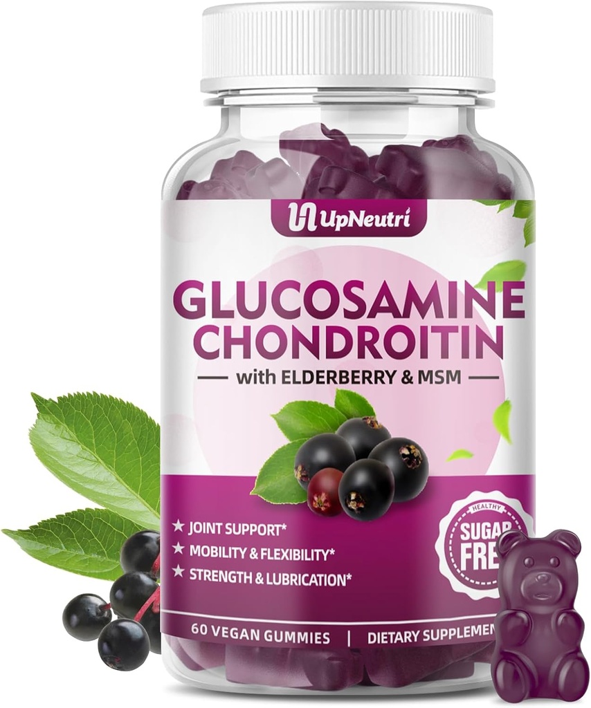 Glukozamin Chondroitin Gumies Sugar Free, Extra Jakost 1500mg Glukozamin s Chondroitin MSM & Kurkurja, Skupna podpora dodatek za moške in ženske skupno zdravje (60 Count (Pack of 1))