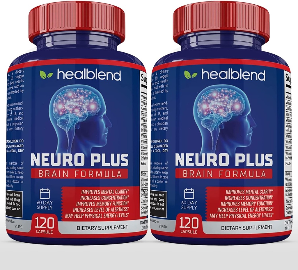Neuro Plus Brain & Focus Formula - Nootropic Brain Booster Supplement, Podpira zdravje možganov, Duševna jasnost in osredotočenost - Izboljša koncentracijo in mentalno energijo – 120 Kapsule (2)