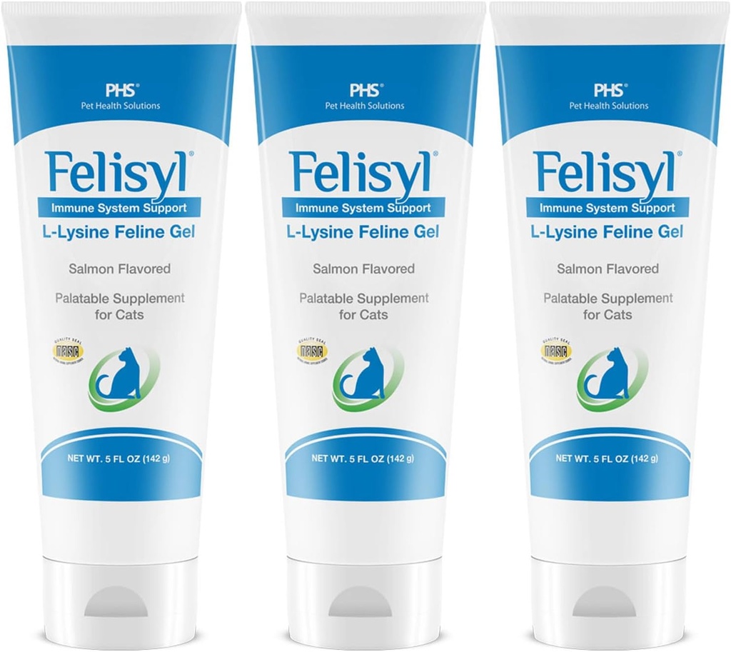Felisyl L-Lysine Gel za mačke (5oz) – Podpira imunski, dihalni in očesni zdravje. Lahko snifanje, runny nos, in Watery Eyes. Okusni losos Flavor - Izdelano v ZDA (3 Pack)