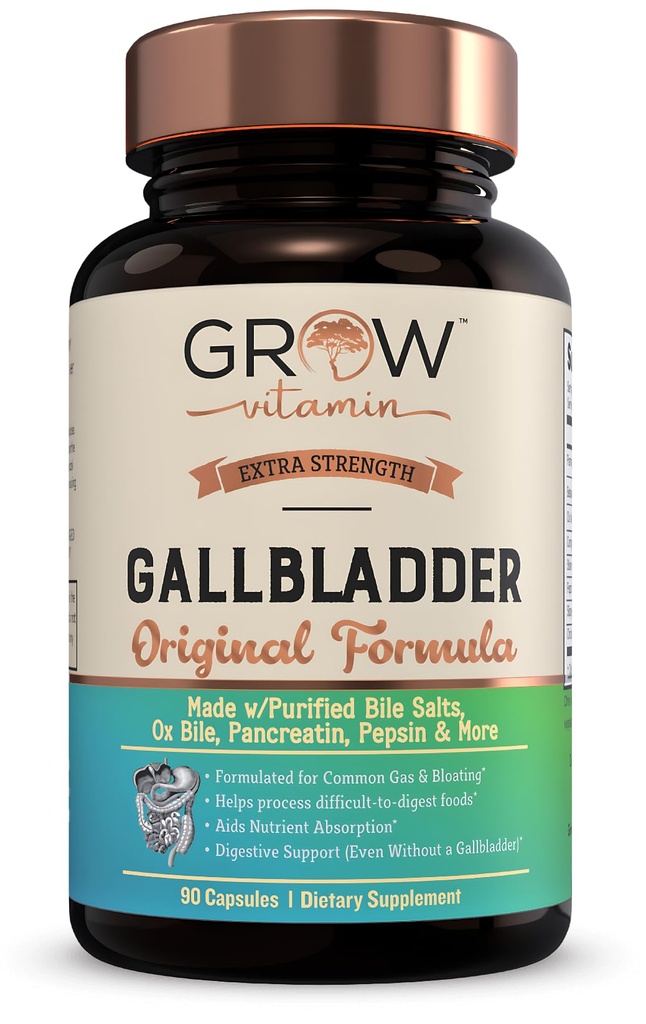 Pridobivanje vitamina Original Gallbladder Formula, Izdelano w/Purified Bile soli & Ox Bile Prebavne encimi - Vključuje skrbno izbrane Prebavne zelišča - 90 kapsul