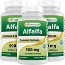 Best Naturals Alfalfa Green Super Food 500 mg 180 Kapsule (180 Število (paket 3)