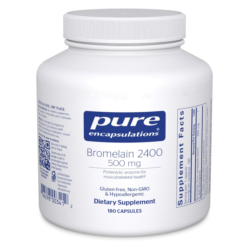 Čiste enkapsulacije Bromelain 2400 500 mg - za prebavno podporo in mišično- skeletno zdravje - podpira sklepe in okrevanje mišic* - proteolitični encimi - vegan - 180 kapsul