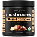 NutraChamps Organske gobe Powder - 10-v-1 Complex - Gobe Dopolnilni prašek Mešanica za spomin, Fokus & Imunska podpora - 8oz (8.0 OZ, goba Mešanica)