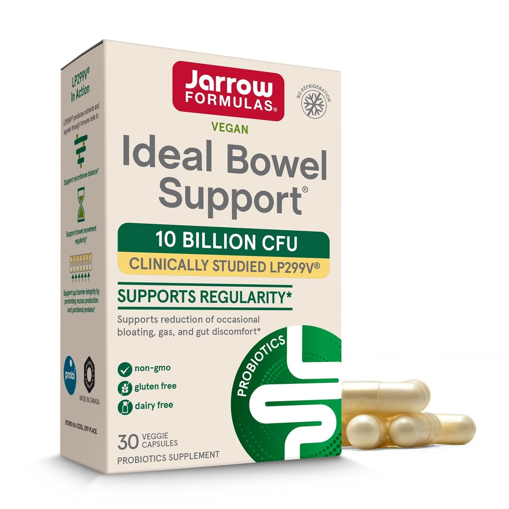 Jarrow Formule Idealna podpora za telo - 10 milijard CFU na serviranje - podpora za telo - zmanjša napihnjenost, plin in črevesno nelagodje - Do 30 Serving (Veggie Caps)