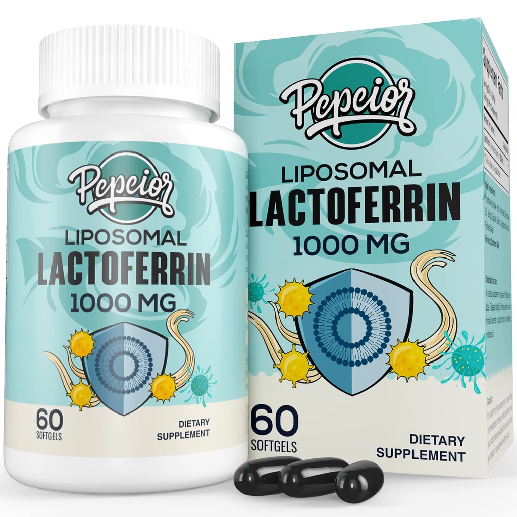 Liposomski goveji laktoferin 1000 mg - večja absorpcija - za absorpcijo železa in imuno delovanje laktoferin Dopolnila za odrasle, 60 kapsul