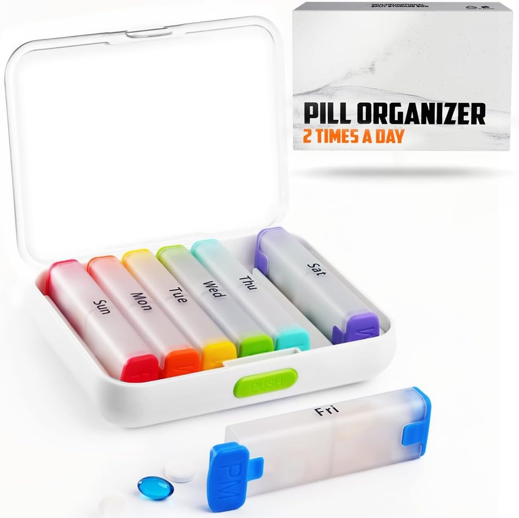 BEXEEN tedenske tablete Organizator 2 krat na dan - tablete Box 7 dan Am Pm - potovalni medicina Organizator dvakrat dnevno Vitamin imetnik Prenosni dodatek primer teden zjutraj noč Med Dispenser snemljiv vsebnik