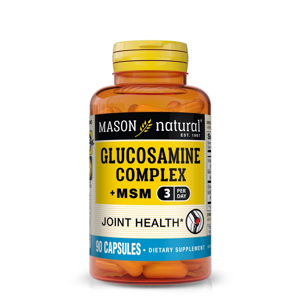 Mason Natural Glucosamine Complex Plus MSM z vitaminom C - podpira skupno zdravje, izboljšano prilagodljivost in mobilnost, 90 kapsul