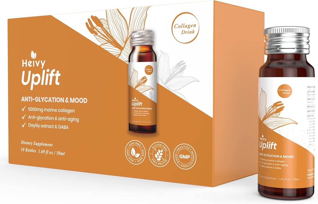 Heivy Liquid Collagen dopolnilo, Kolagen pijačo, Kolagen Peptides, Starost Defying in posvetliti vaš dan, Brezhibna lepota, Hidrolizirano Collagen, z CoQ10, 1,69 fl.oz./steklenica (1 škatla,10 steklenice)