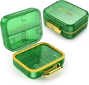 7 Compartment Travel Pill Box, Tablete Organizator Vlaga dokaz Mini tablete, majhne tablete Box za žepno torbico, Dnevno Portable Medicine Vitamin Box, Fish Oil Box, Supplement Box (zelena)