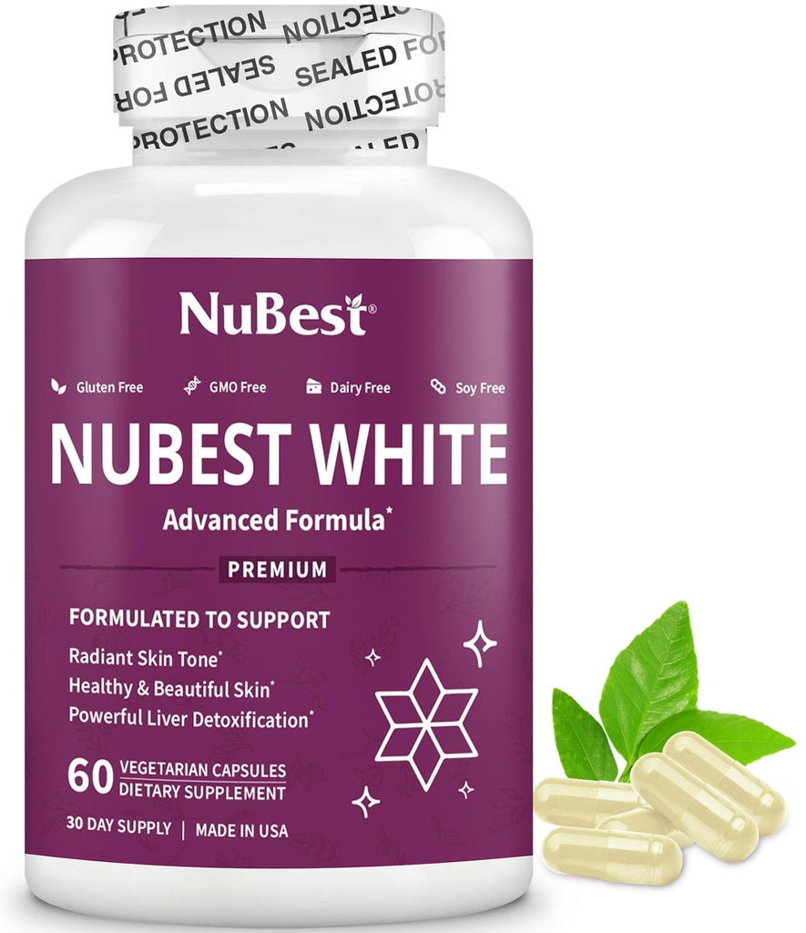 NuBest White - Glutation 400mg & mleko Thistle Extract - Koža posvetlitev dodatek - pomaga lepo in radikalno kožo - Antioksidant dodatek & razstrupljanje 
