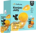 Hethstia Orange Konjac Jelly s kolagen peptidi, 10 vrečk sadnih želejev, nizkokalorične pitne žele z vitaminom C, brez sladkorja, Keto, Gluten-free, On-The-Go lahki prigrizki