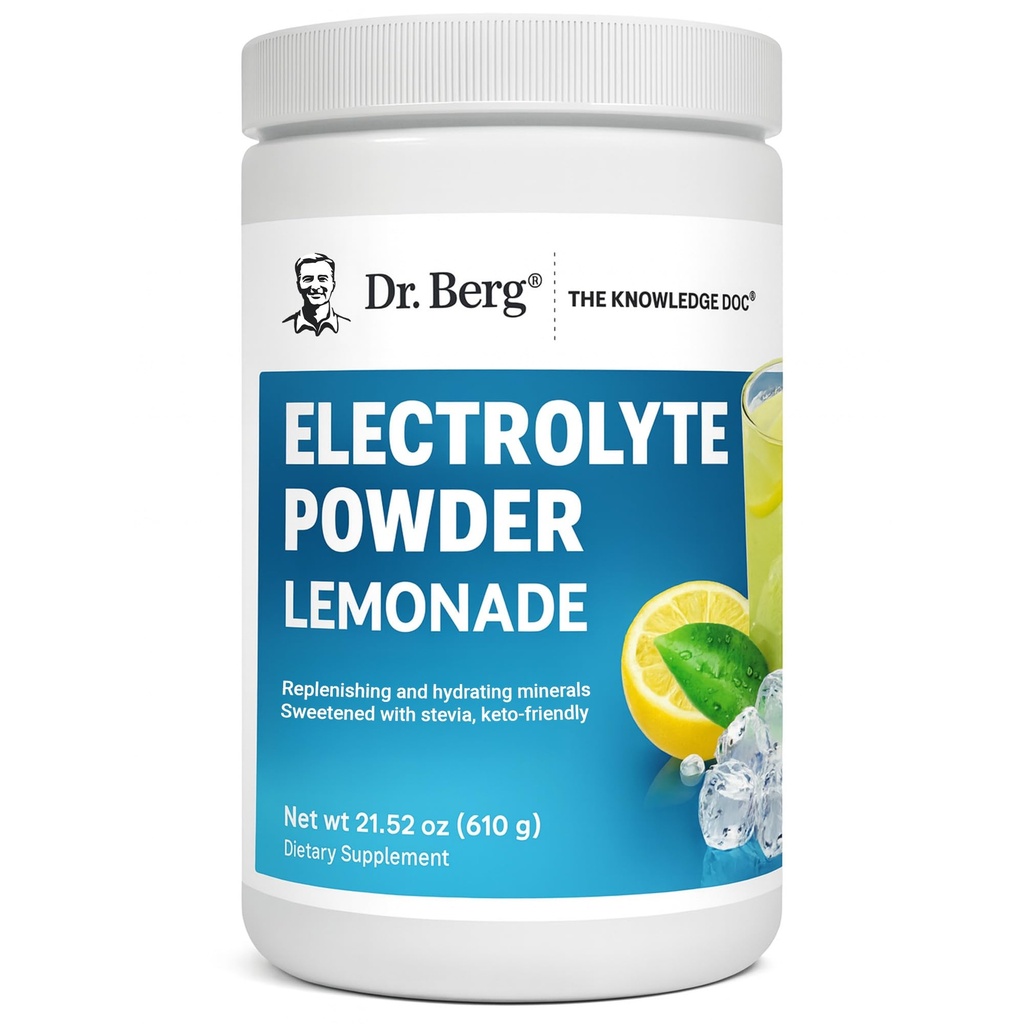Dr. Berg Zero Sugar Hydration Keto Electrolyte Powder - Izboljšan w/ 1000 mg kalijeve in prave rožnate himalajske soli (NOT Table Salt) - Limonade Flavor Hydration Mix dodatek - 100 Servisi