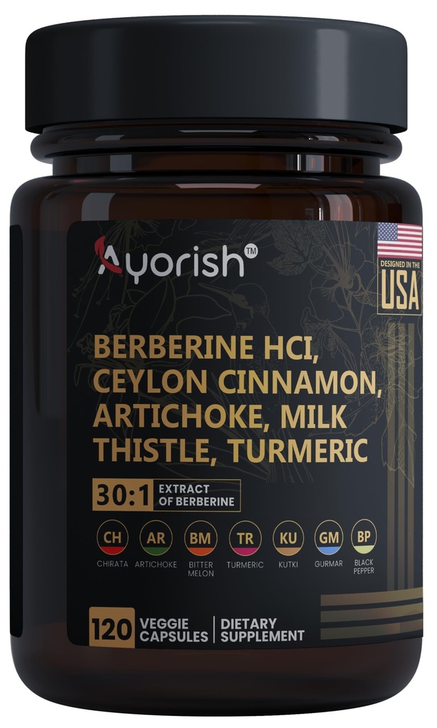 Berberine Supplement – Visoka trdnost 7500mg ekvivalentno – Berberine s Ceylon Cinamon, Mleko Thistle & Kurkurja – 120 Veganske kapsule – Non-GMO, ZDA Oblikovan