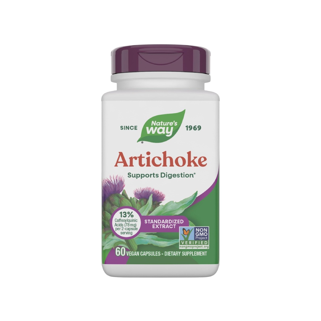 Artičoke Nature's Way, podpora za prebavljanje*, Preverjen projekt Non-GMO, Vegan, brez glutena, 60 kapsul (Packaging May Vary)