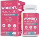 Probiotiki za ženske, 100 milijard CFU ženske probiotiki s prebiotiki, prebavne encime, D-mannoze in brusnični ekstrakt za imuno podporo, vaginalno in urinsko zdravje, digestivno ravnovesje - 120 kapsul