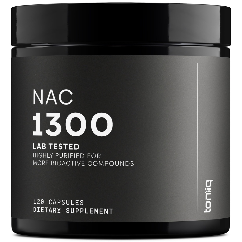 Toniiq 1300mg NAC - 2 meseca oskrba - Min. 98%+ Testirana čistost - Ultra visoka moč Biorazpoložljiv NAC Cysteine dodatek - 120 Vegetarian N Acetil Cistein Kapsule - Lab Tested TQ