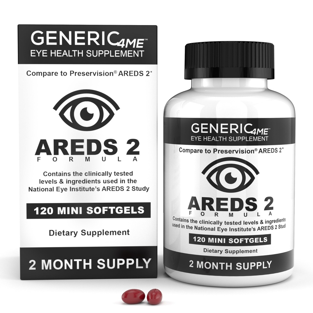 AREDS 2 SoftGels, 500 mg Vitamin C, 400 i.e. Vitamin E, 10 mg Lutein, 2 mg Zeaksantin, 80 mg cink, 2 mg baker - podpira zdravje oči - 120 Mini SoftGels (dva meseca dobave)