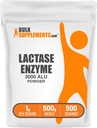 BulkSupplements.com Enzyme laktaze (3000 ALU) prašek - Enzyme dodatek laktaze, Prebavna podpora - Gluten Free, 1g na Serving, 500g (1,1 lbs) (Pack of 1)