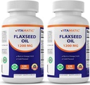 Vitamatsko 2 paket laneno olje 1200mg 120 iz hladno stisnjenih lanovih semen - 675 mg ALA Omega 3 Maščobne kisline za izboljšanje zdravja srca