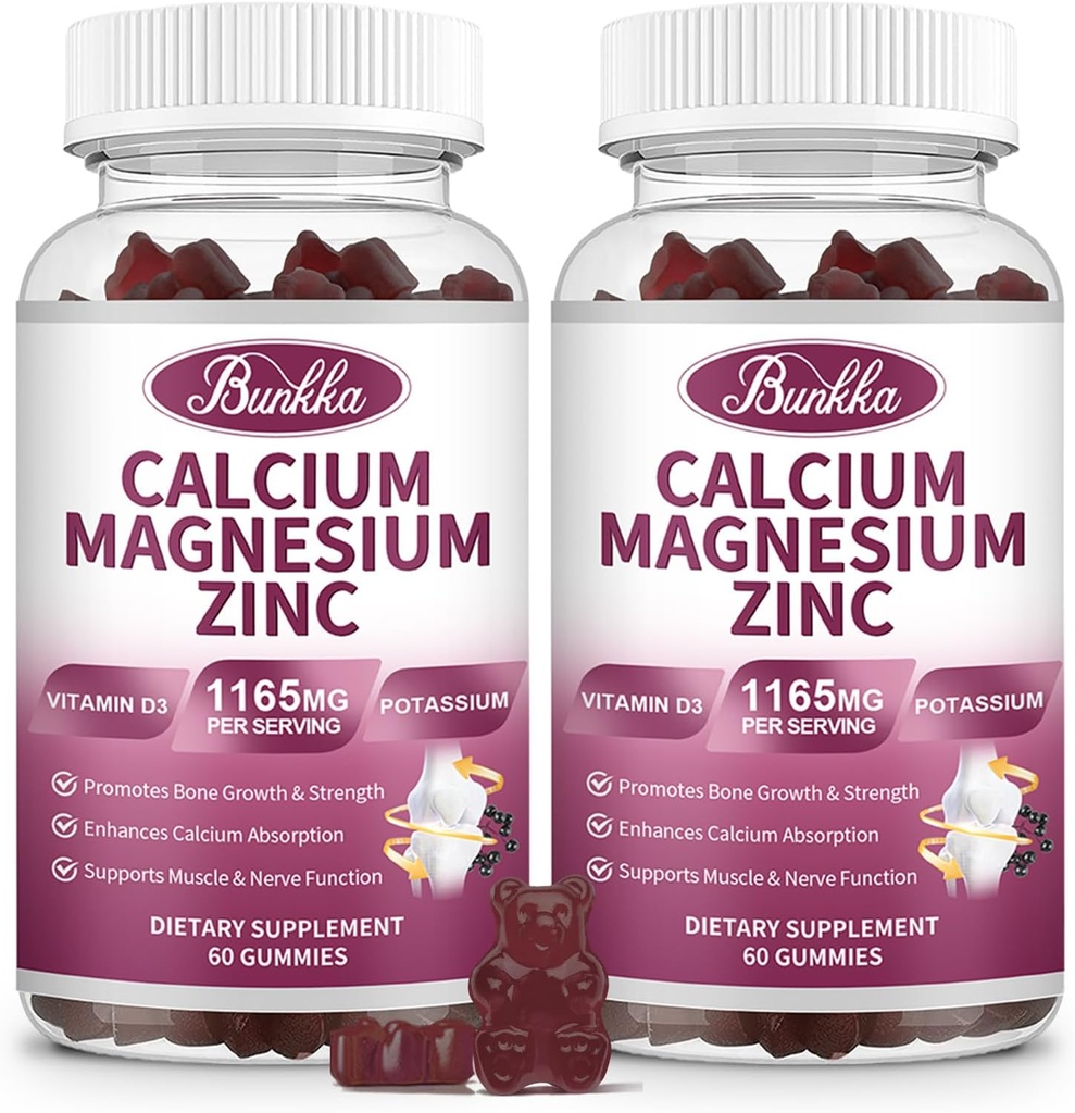 Kalcijev magnezijev cink Gumies z magnezijevim glicinatom 200mg, kalij, D3, Sea Moss, Calm Mood & Sleep Support- Otroci in odrasli 2 paket