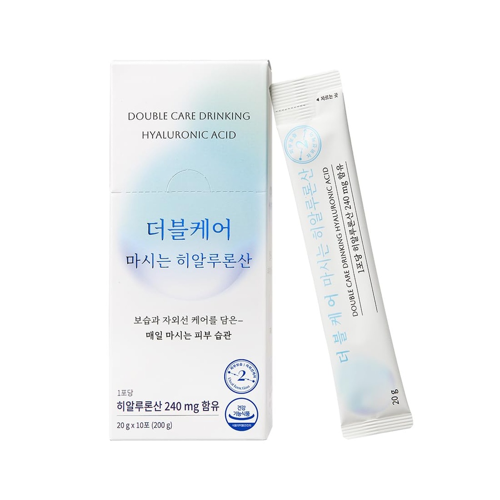 Aminotree Double Care Drinking Hyaluronic Acid – Hydrating Inner Beauty Drink with Silk Sericin, Pomegranate & Hibiscus Extracts, 240mg Hyaluronic Acid, 10 Pouches