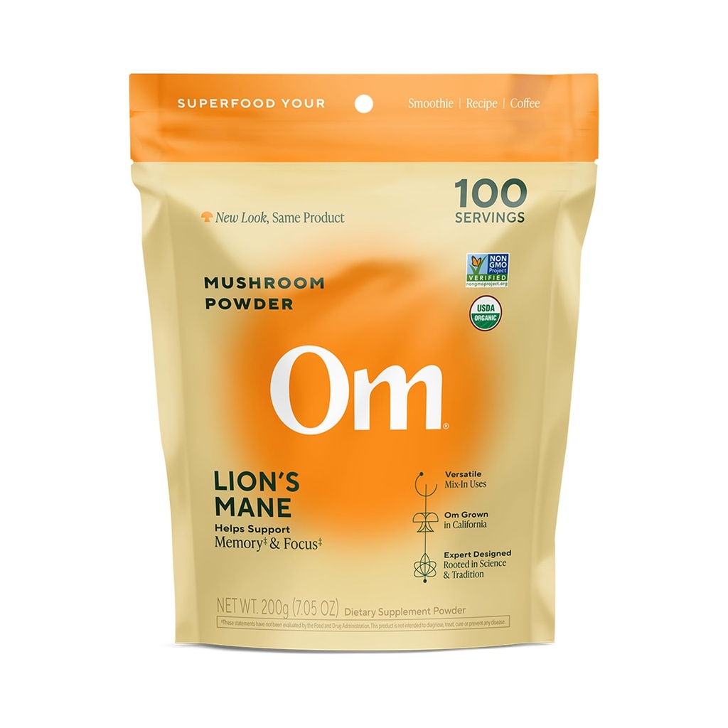 Om Lion's Mane Gobe v prahu - Ekološka goba dopolnilo in Nootropic - podpora spomin, fokus in živec zdravje, 7,05 oz (100 strežbe)