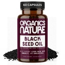 ORGANIZMI NARAVA Kapsule črnega semenskega olja 1000MG na serviranje veganskih mehčalcev, las, kože in srca, Nigella Sativa - 100% hladno stisnjeno olje iz kumine Kapsule visoke timokinon, Omega 3s