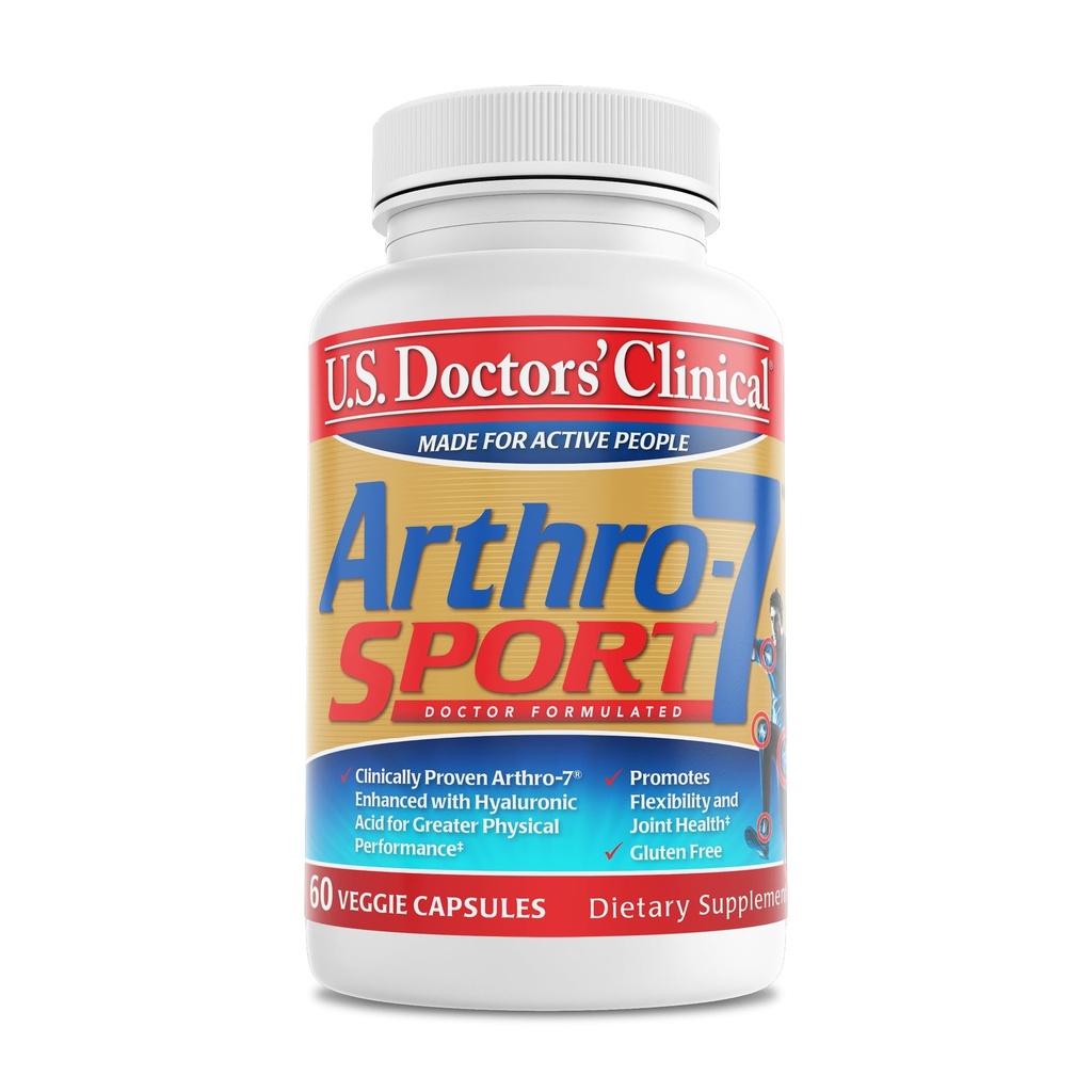 U.S. Doctors’ Clinical Arthro-7 Sport - Clinically Proven AR7 Blend + 100mg Hyaluronic Acid & Vitamin C for Flexibility, Mobility, & Strong Cartilage - 60 Capsules - 15/30-Day Supply