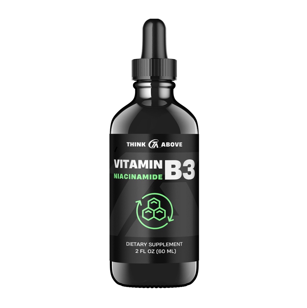 Vitamin B3 Niacinamid Tekoča oblika B3 Niacin - Udoben vitamin B3 Niacinamid Kapljice za ženske in moške - enostavno za pogoltniti 2oz (60ml)