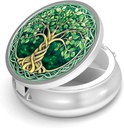 Tablete Box-3 Kompartment majhne tablete Primer za Purse & Pocket Mini Metal tablete imetnik potovalne tablete vsebnik tablet za zadrževanje dopolnil vitamini BPA-free (Tree of Life)