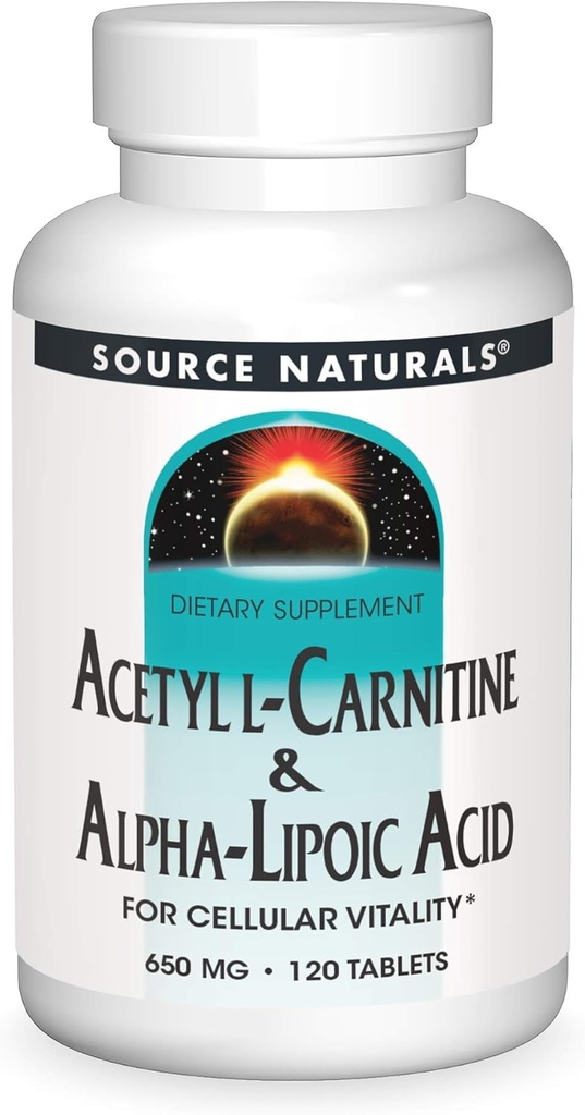 Vir Naturals Acetil L- karnitin & alfa- lipojska kislina 650mg- 120 tablet