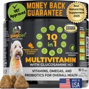 Googipet Premium 10 v 1 Dog Vitamini Multivitaminski žvečljivi s probiotiki za zdravje črevesja, pasji vitamini in dodatki w/vitamin C & glukozamin za skupno podporo (Peanutovo maslo in bučna aroma)