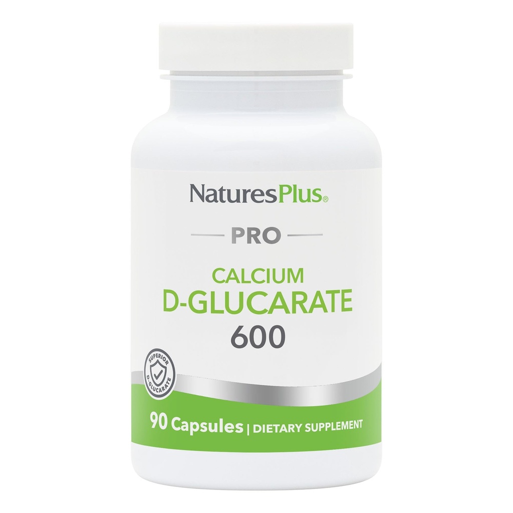NaturesPlus PRO Kalcijev D-glukarat (CDG) 600 mg - 90 kapsul - ne-GMO, Vegan, brez glutena, brez soje - 90 servivov