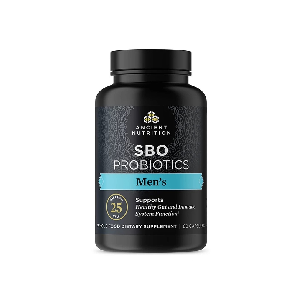 Ancient Nutrition Probiotics for Men, SBO Probiotics Men's 60 Ct, for Gut Health, Digestive and Immune Support, Boosts Muscle Mass and Fat Presnova, 25 milijard CFUs* V službi