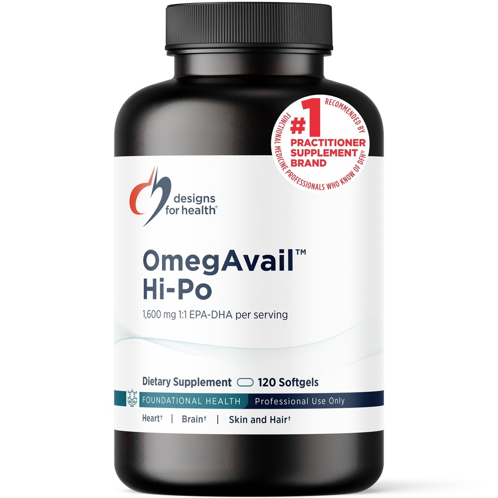 Designs for Health OmegAvail Hi-Po - TG (Triglicerid) Omega-3 ribje olje dodatek, 1600mg EPA/DHA na postrežbo z limono + vitamin E za zmanjšanje ribjega okusa (120 Mehkužci)