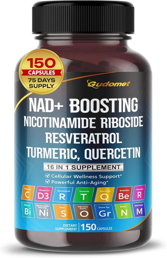 NAD+ Pospeševanje trans-resveratrol kurkuma Quercetin Rosemary borovnice Žajbelj zeleni čaj Origano Nettle mleko osat črni poper -150 Kapsule- Izdelano v ZDA
