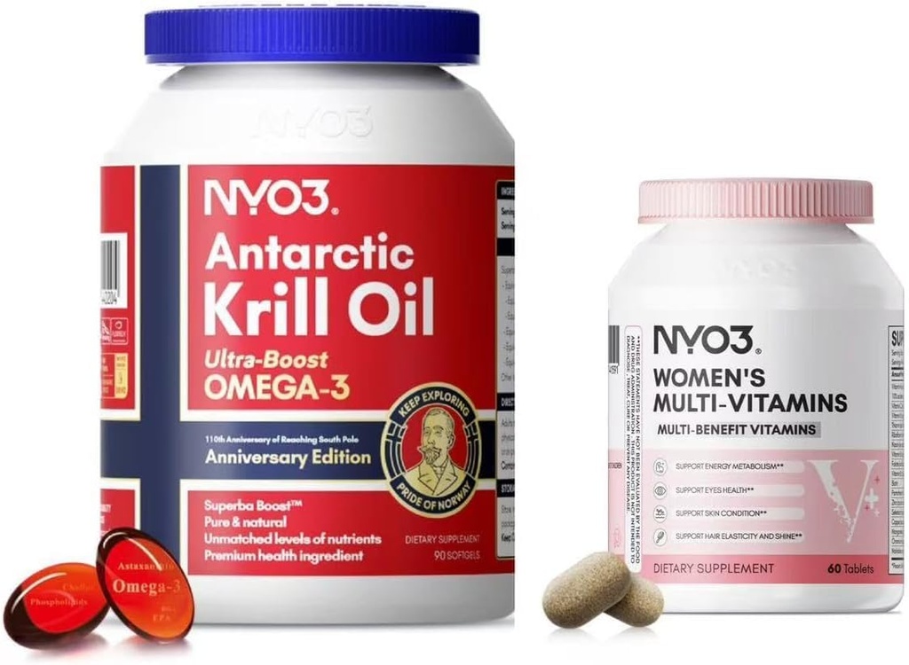 NYO3 Krill Oil Omega 3 in multivitamin za ženske, 2 pakiranji