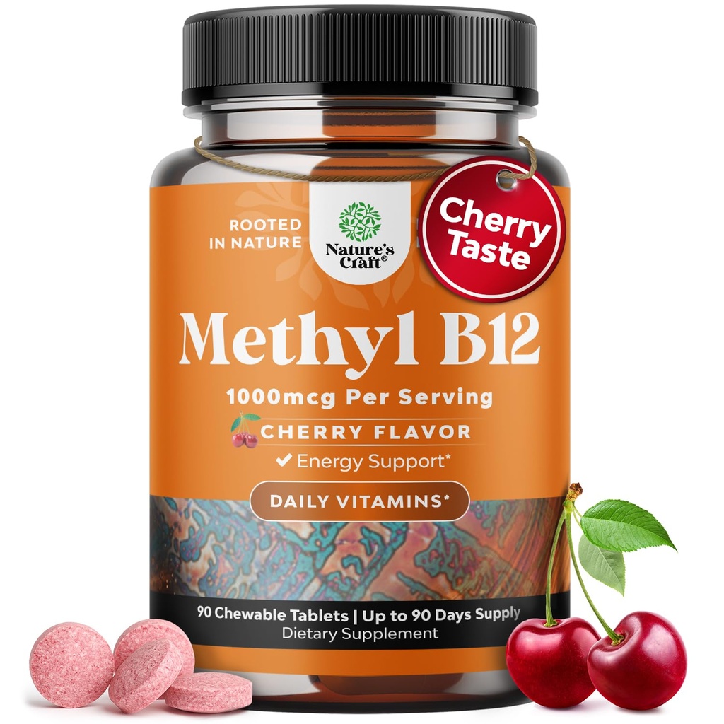 Žvečljivi vitamin B12 1000 mcg - Metilirani B12 Vegan Vitamin za podporo možganov naravna energija - Bone Health Eye Care in Mood Boost z las kožo in nohti Halal Vitamini