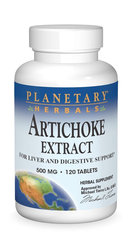 Planetarna zelišča Artichoke Extract tablete, 500 mg, 120 Število