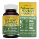 Max Jakost Sibirska Rhodiola®: Rhodiola Rosea 5% Rosavins, 2% Salidroside & BioPerine® za izboljšano absorpcijo – pomaga pri podpiranju stresa, energije in fokusa* – Rastejo v Sibiriji, DNK Preverjene (60 kapsul)