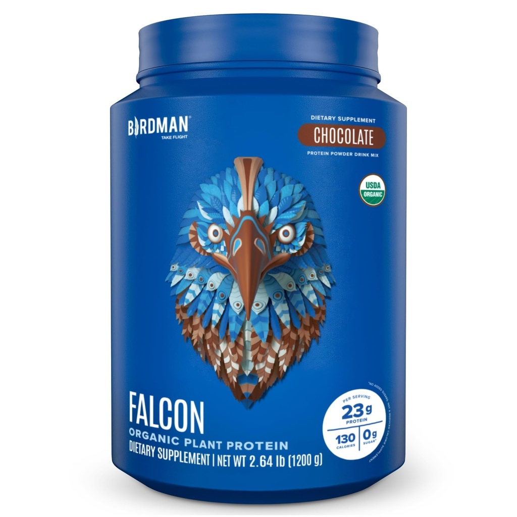 Birdman Falcon Vegan Protein Powder Organic, Stevia & Sugar Prosti, Rastlinske beljakovine, Nizki ogljikovi hidrati, Mlečni brez, Keto, Newhey Protein, Probiotic, Pea Protein 