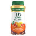 Naravni Bounty Vitamin D3 Gummies, Vitamin dodatek, Podpira Imunsko zdravje, 50mcg, 2000IU, Mešane sadne arome, 90 Gummies