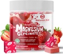 Magnezij Glycinate Soft Chews, Jagodna aroma. Žvečljivi sladkor brez kalij Magnezijev žvečenje z magnezijevim glicinatom, vitamin D, B6 in CoQ10 za mirno podporo in spanje za odrasle, 60 dni dobave