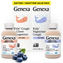 Genexa Otroški čisti dan & noč kašelj Medicina, Barvilo brezplačno, 0% Umetni dodatki, Otroški kašelj, Chest Congestion, Runny Nose & Sneesing Relief, Age 6+, Organic Blueberry Flavor, 8 fl oz (2 paket)